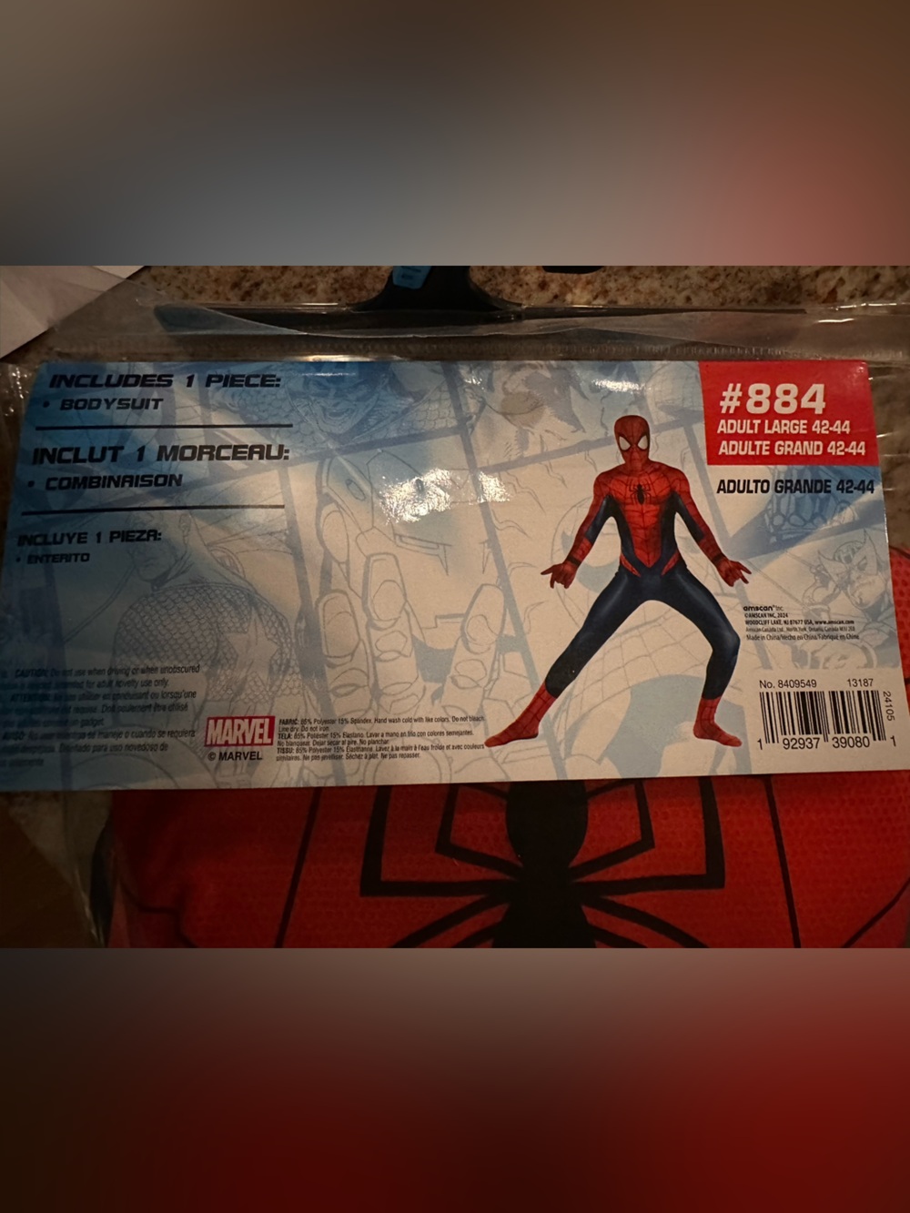Marvel Spider-Man Costume - Red, Blue & Black Suit. Size 42/44-NWT - Picture 4 of 4